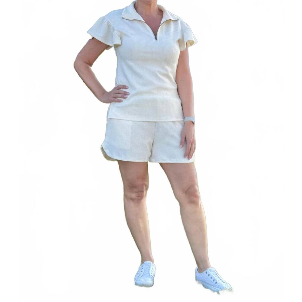 NEW SOUTHERN GRACE sydney quarter zip top in ivory